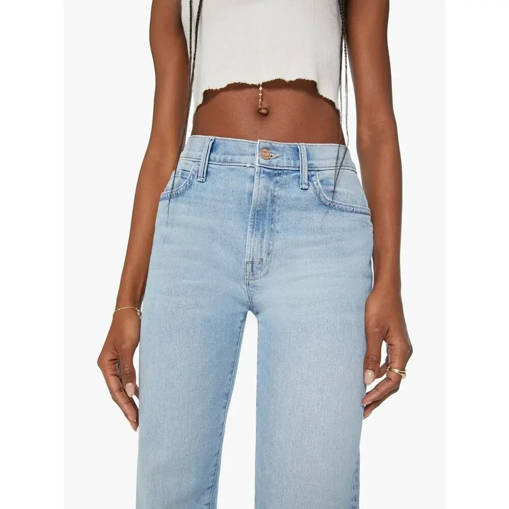MOTHER Jeans Kick It Ankle Fray Light Blue Wash Straight Leg Ankle Denim NWT 31 - Picture 2 of 13